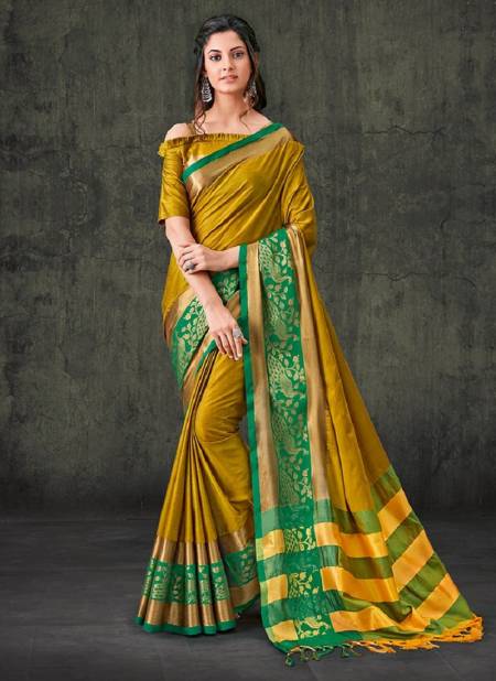 Aura Zarish Nx Yellow Casual Wear Cotton Silk Saree Catalog